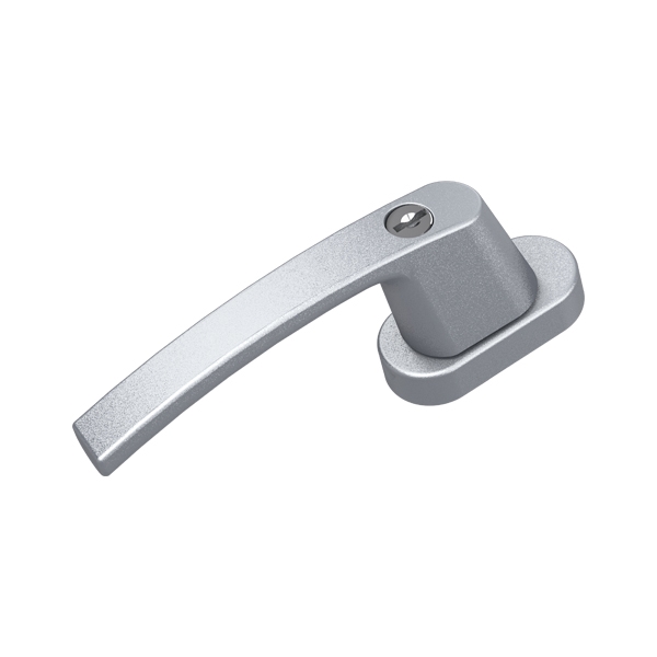 Ασημί λαβή παραθύρου FG 505 από αλουμίνιο με κύλινδρο κλειδώματος και 2 κλειδιά