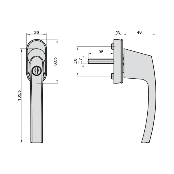Χερουλι παραθυρου με κλειδι ασημι FG 505 7555-0000 - Image 2