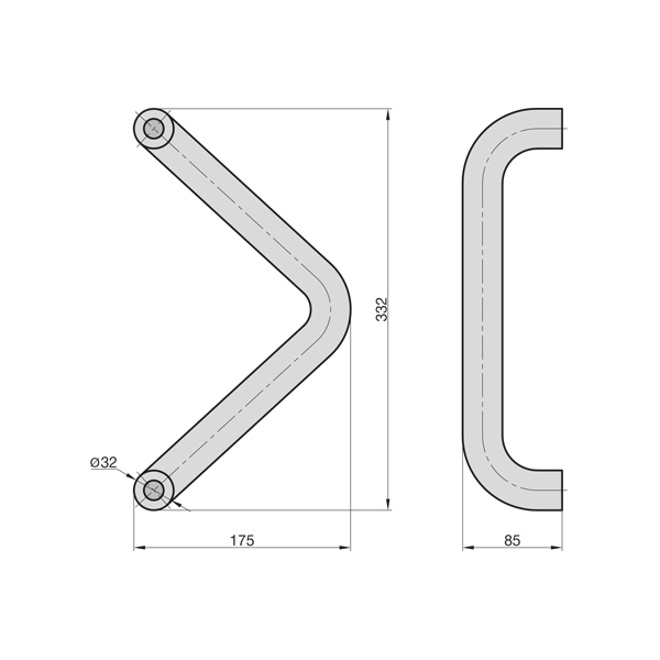 Ανοξείδωτη λαβή πόμολο πόρτας σε σχημα v SG 7000 7000-0001 - Image 2