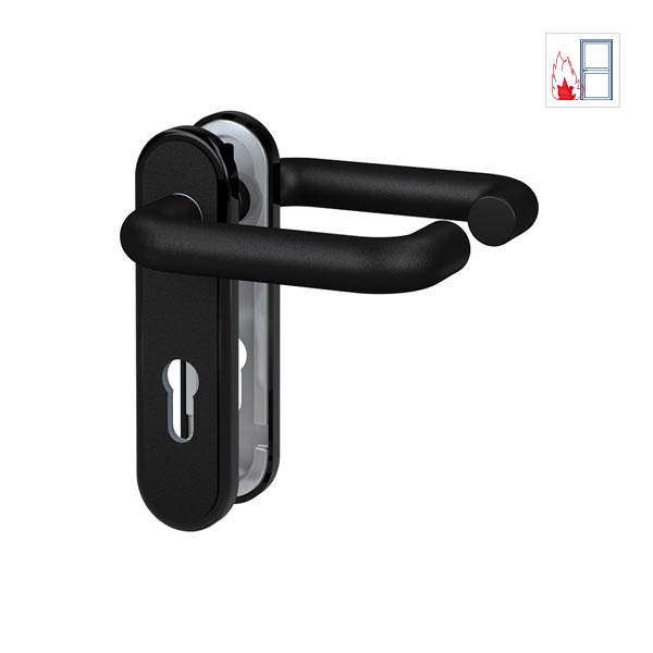 Πυράντοχο χερούλι πόρτας ZT/FS 2150 μαύρο με χαλύβδινο πυρήνα και πιστοποίηση DIN 18273