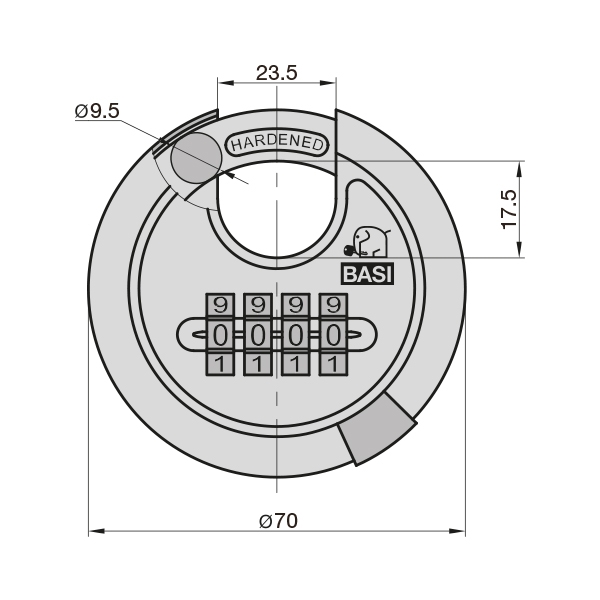 Λουκετο ατσαλινο με συνδυασμο στρογγυλο RVS 610Z 6100-7050 - Image 3
