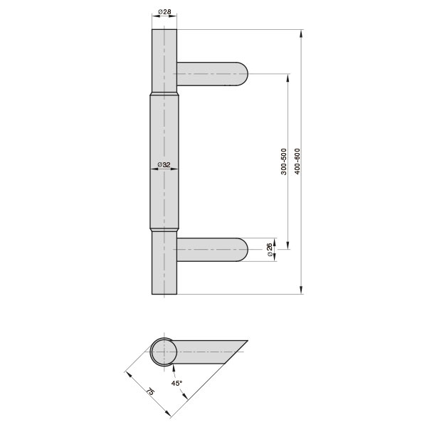 πόμολο λαβή ελξης πόρτας ανοξειδωτη SG-V 300 7000-0300 - Image 2
