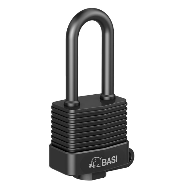 Λουκέτο VHS 615WH μαύρο με ψηλό κρίκο και ατσάλινο περίβλημα για εξωτερική χρήση