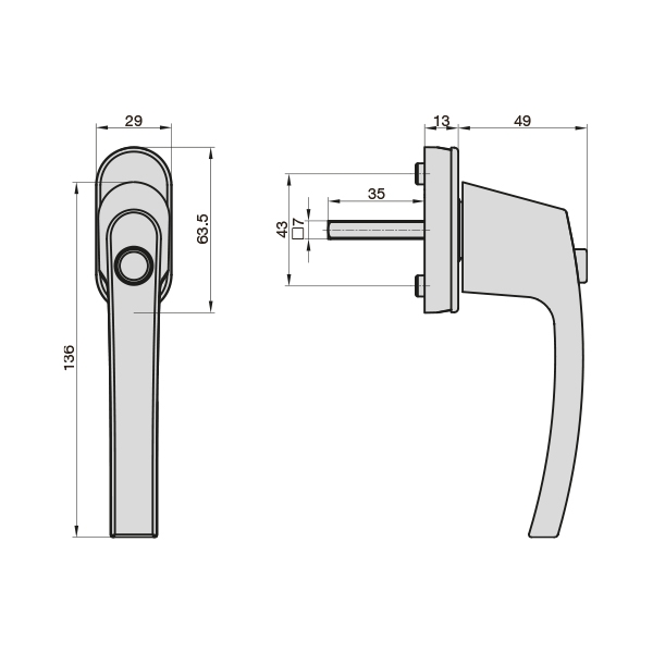 Λαβή παραθύρου με κουμπί ασημι FG 515 7555-0010 - Image 2