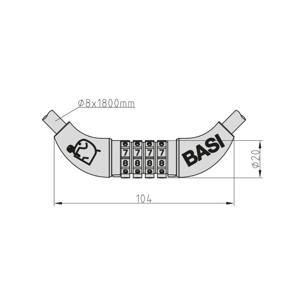 Κλειδαριά με σπιράλ καλωδίου με συνδυασμό ZR 303 6990-0303 - Image 2