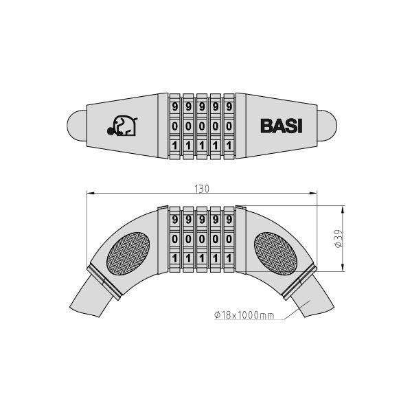 Κλειδαριά ποδηλάτου και μηχανής Καλωδίου με Συνδυασμό ZR 308 6990-0308 - Image 2