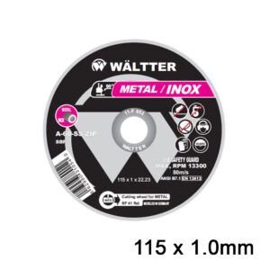 Δίσκος κοπής σιδήρου και INOX WALTTER 115x1.0mm για γωνιακό τροχό