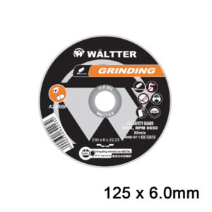 Δίσκος λείανσης σιδήρου και INOX WALTTER 125x6.0mm για γωνιακό τροχό