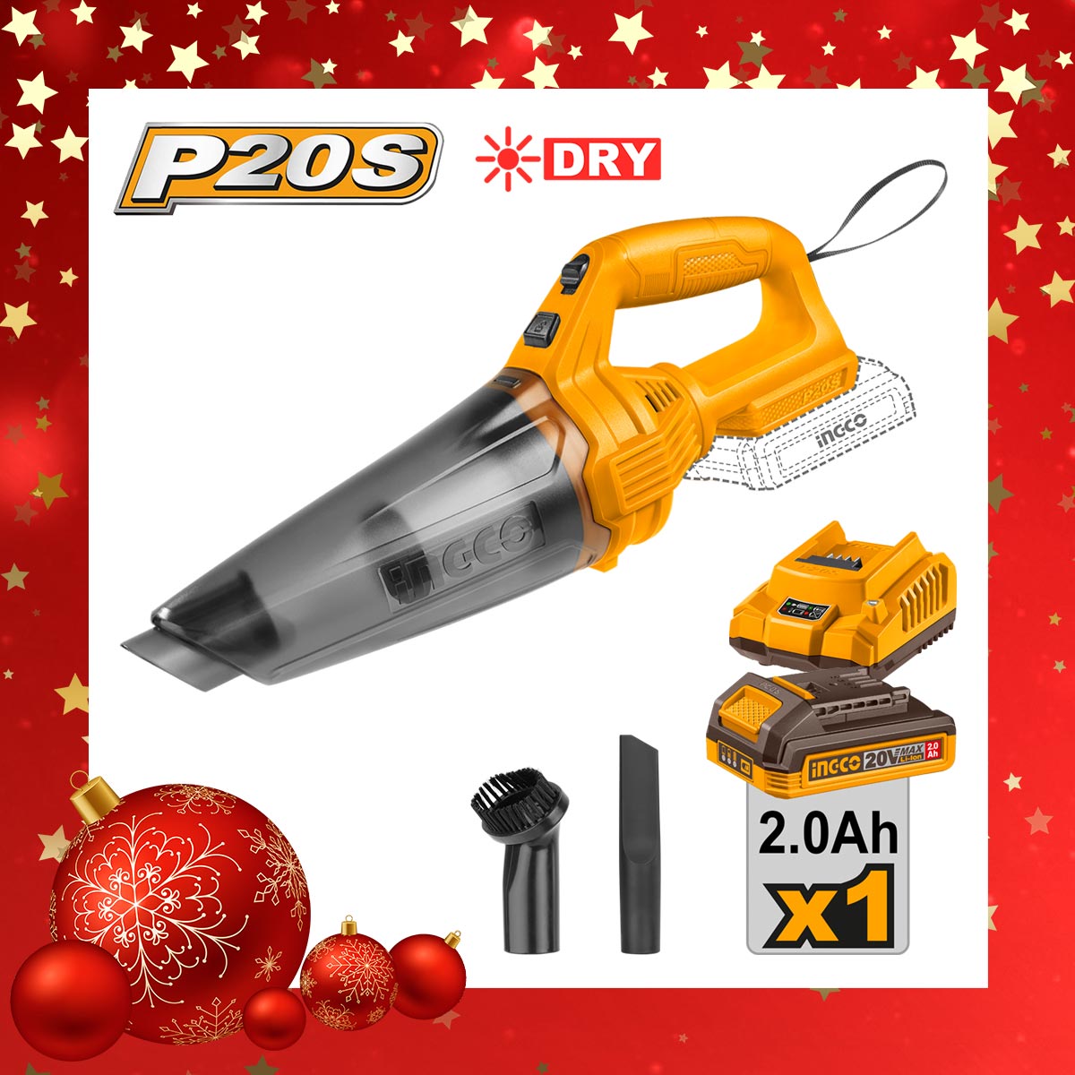 Σκούπακι μπαταρίας 20V Li-Ion 140W με φίλτρο HEPA και εξαρτήματα καθαρισμού