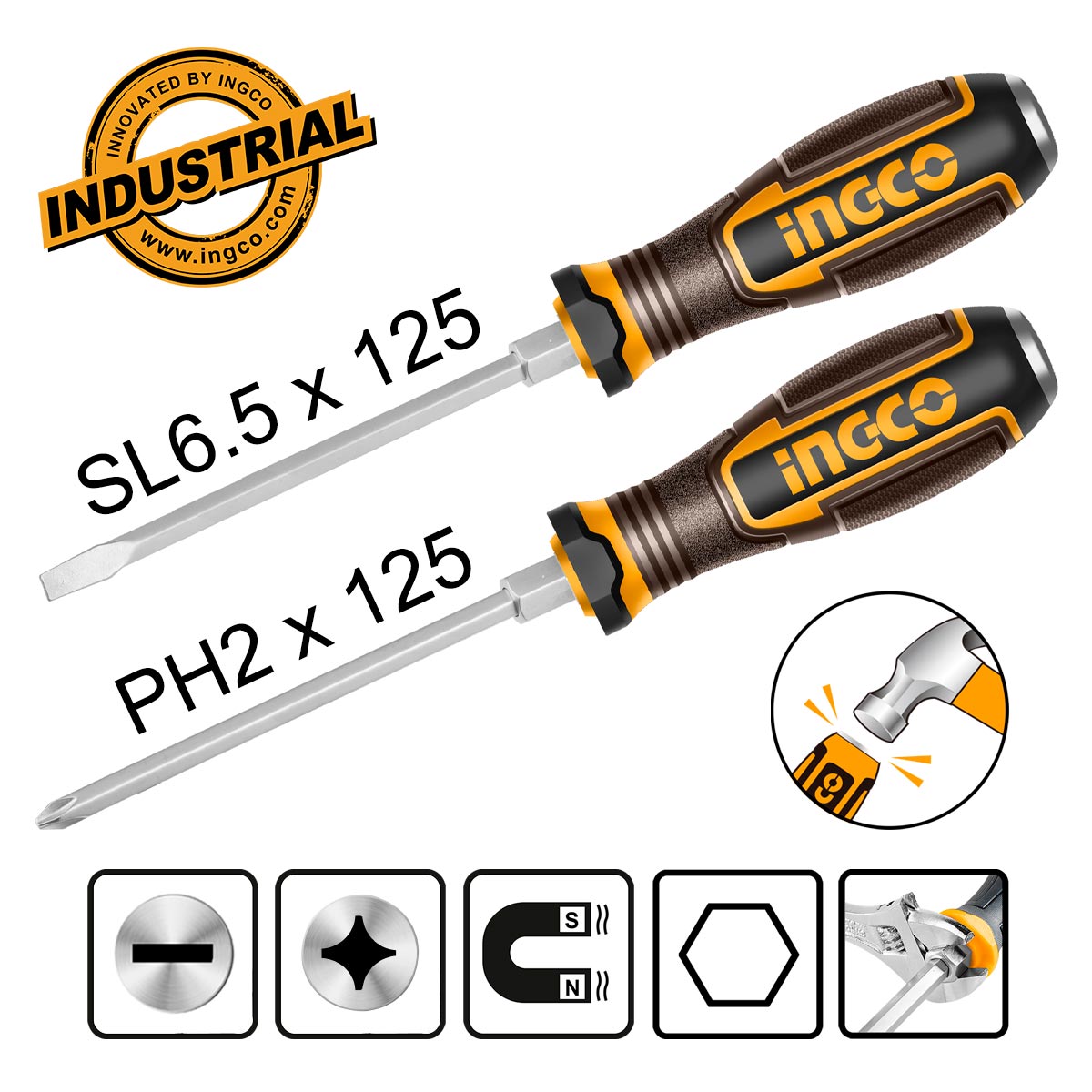 Κατσαβίδια Χτυπητά ingco Σετ 2 τεμ. HGTST0208