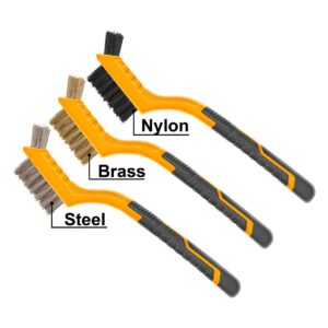 Σετ μίνι συρματόβουρτσες 180mm 3 τεμαχίων με νάιλον, ατσάλι και ορείχαλκο