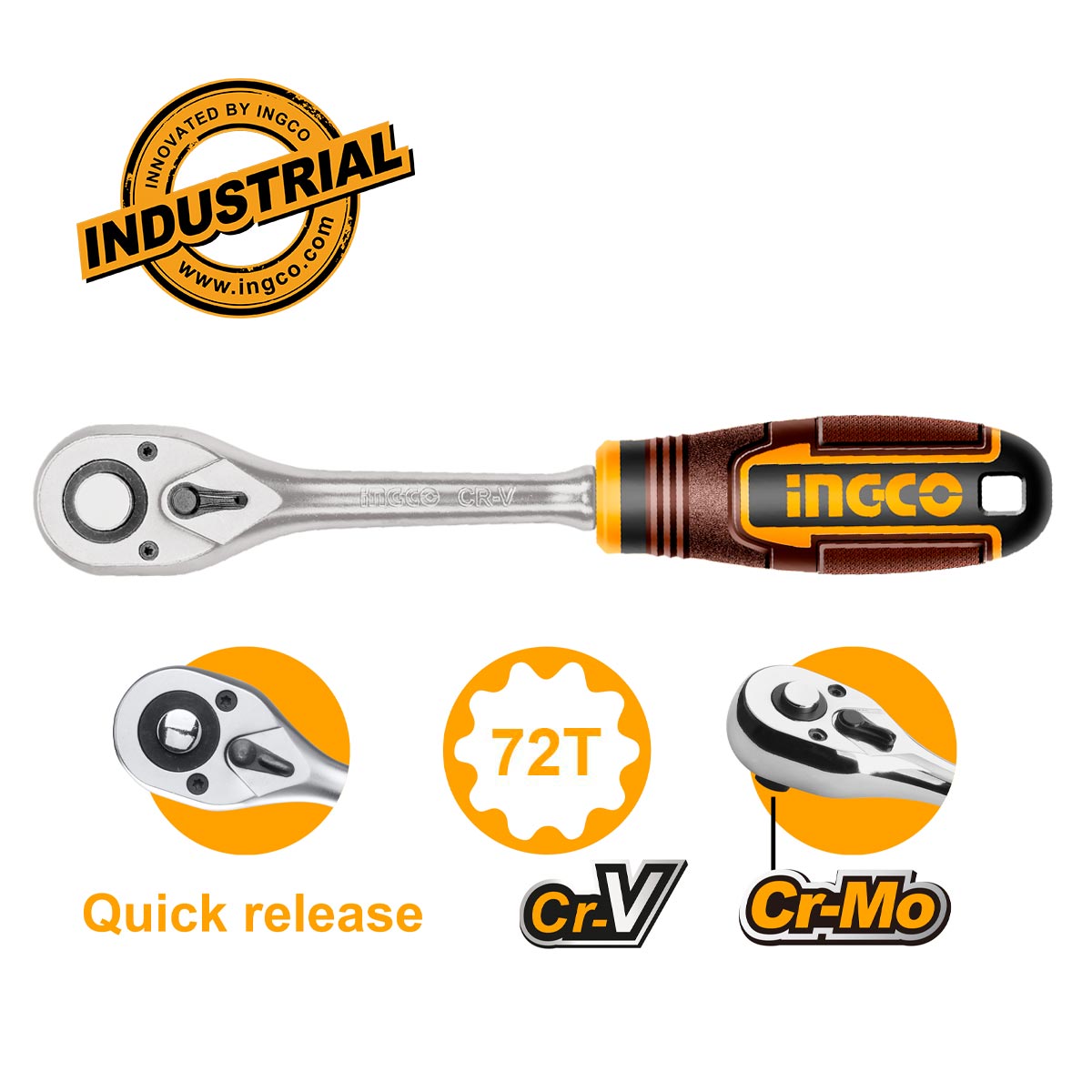 Καστάνια ίσια 1/4 72T 155mm με εργονομική λαβή και κουμπί ταχείας απελευθέρωσης