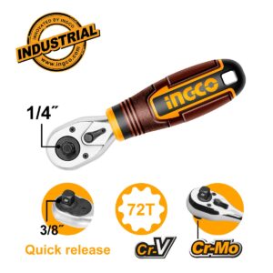 Καστάνια 1/4 και 3/8 72T 140mm με εργονομική λαβή και κουμπί ταχείας απελευθέρωσης