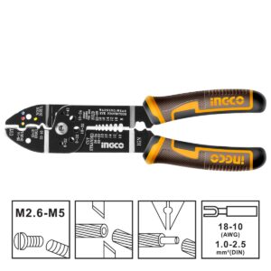 Πρέσα ακροδεκτών και απογυμνωτής καλωδίων 215mm με λειτουργία κοπής