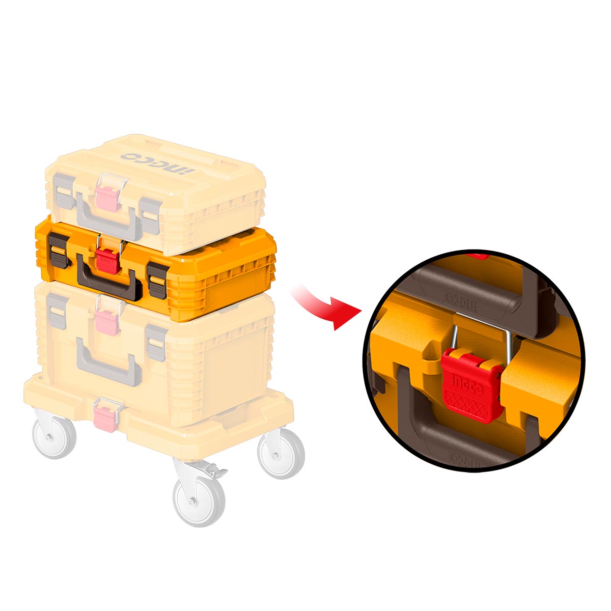 Πλαστική εργαλειοθήκη 19 ιντσών από PP με μεταλλικό σημείο κλειδώματος