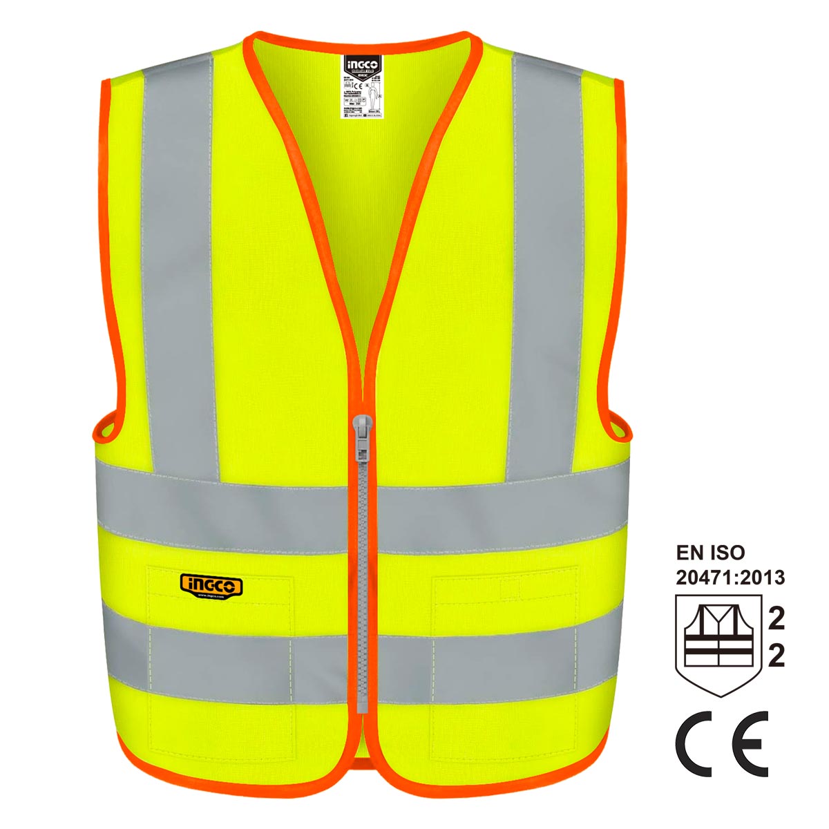 Κίτρινο γιλέκο εργασίας XL με ανακλαστικές ταινίες και φερμουάρ