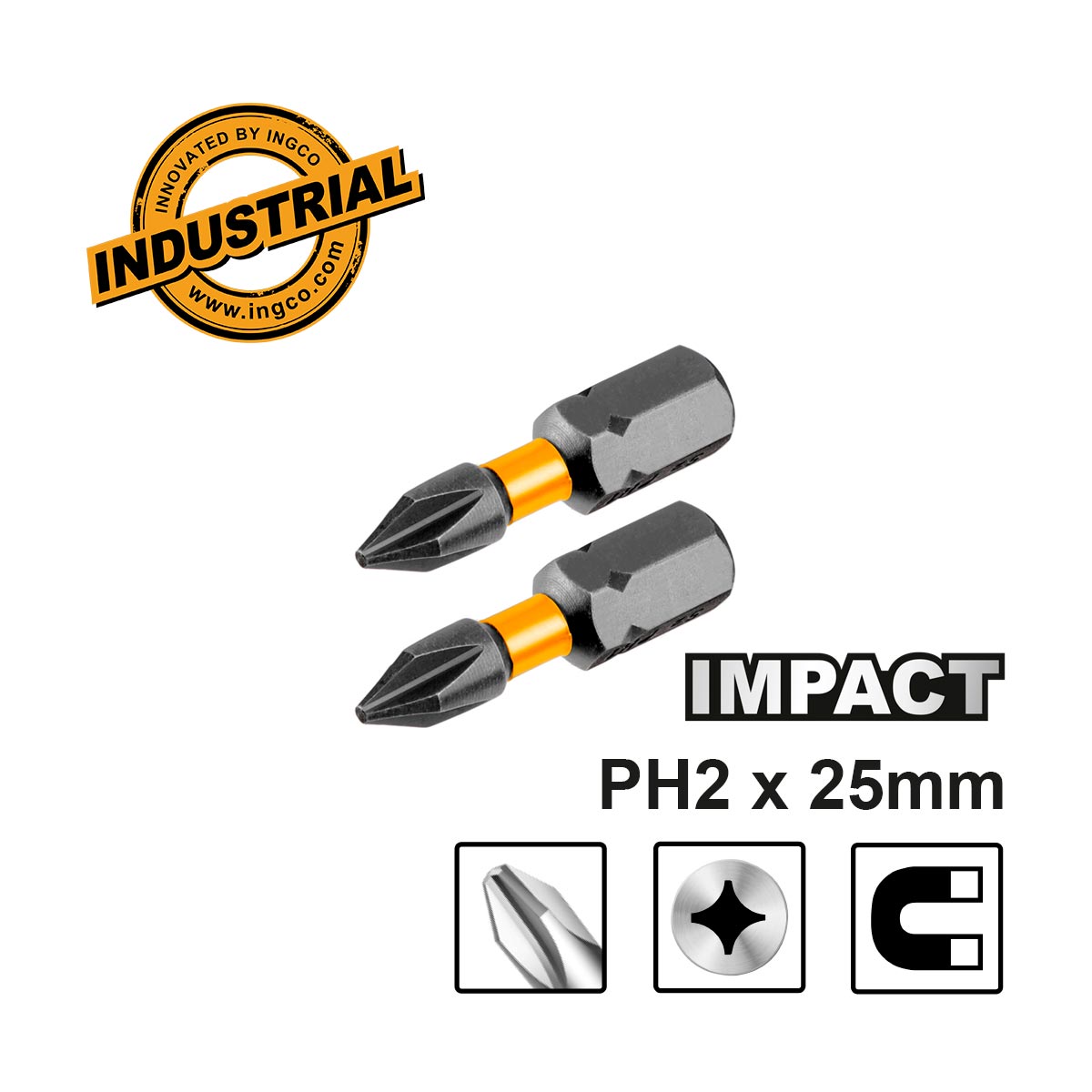 Κατσαβιδόμυτες Impact PH2 x 25mm σετ 2 τεμαχίων για κρουστικό κατσαβίδι