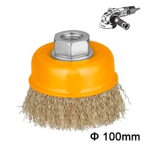 Συρματόβουρτσα γωνιακού τροχού M14 100mm με ορειχάλκινο σύρμα