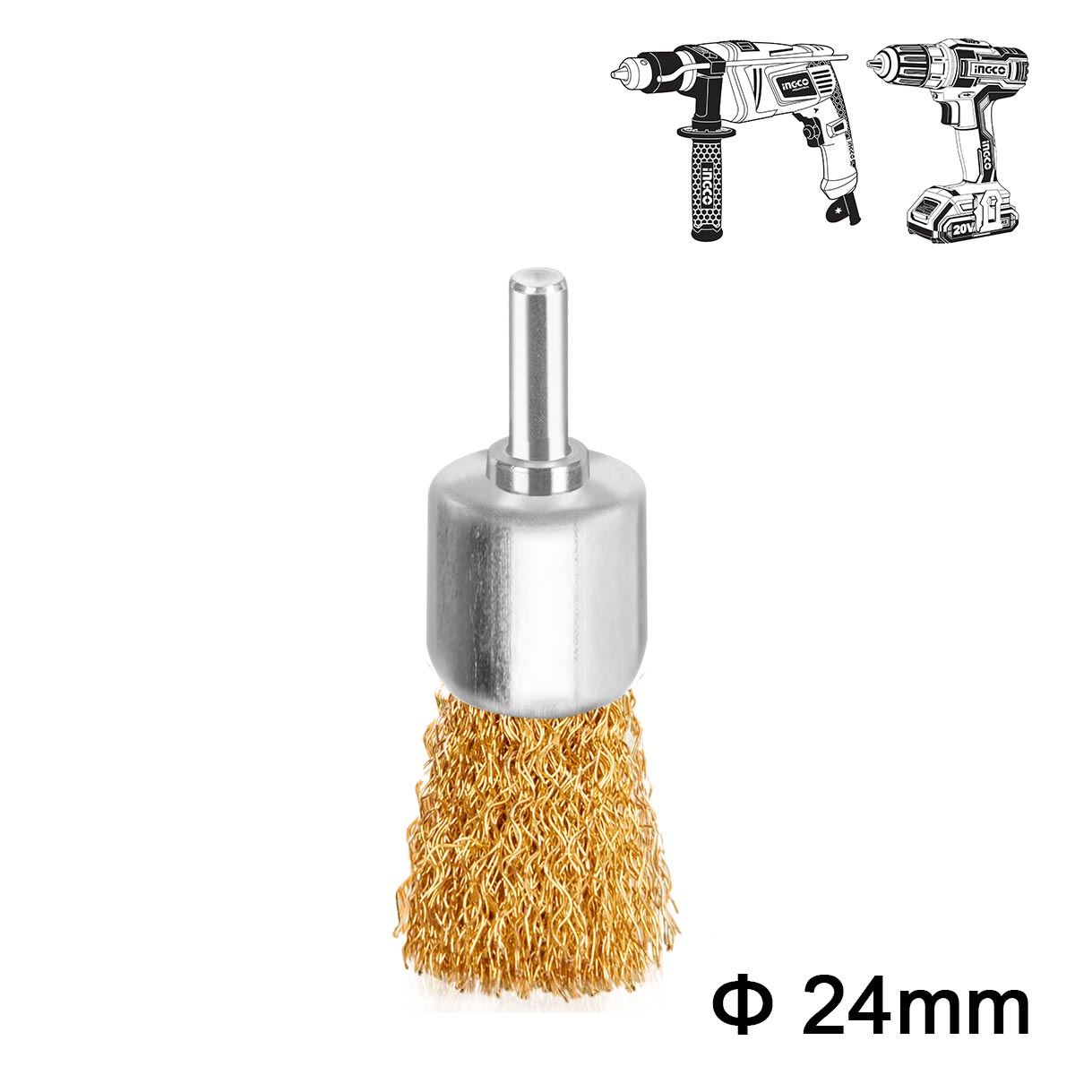 Συρματόβουρτσα για δράπανο 24mm με άξονα καθαρισμού μετάλλων