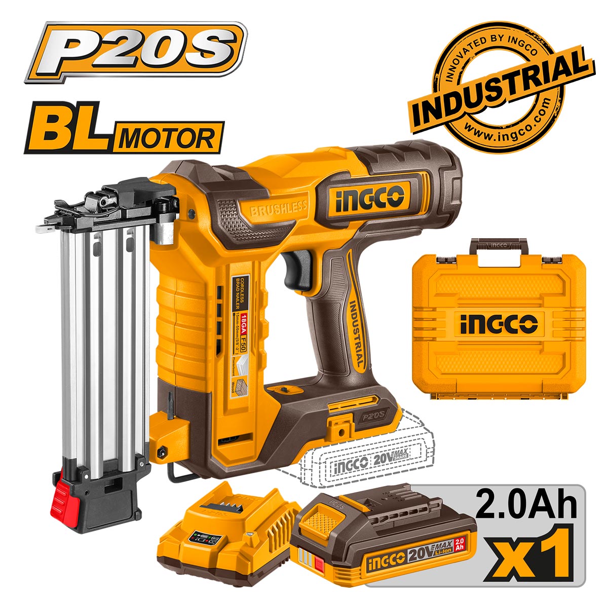 Καρφωτικό μπαταρίας 20V Li-Ion με brushless motor και βαλίτσα μεταφοράς