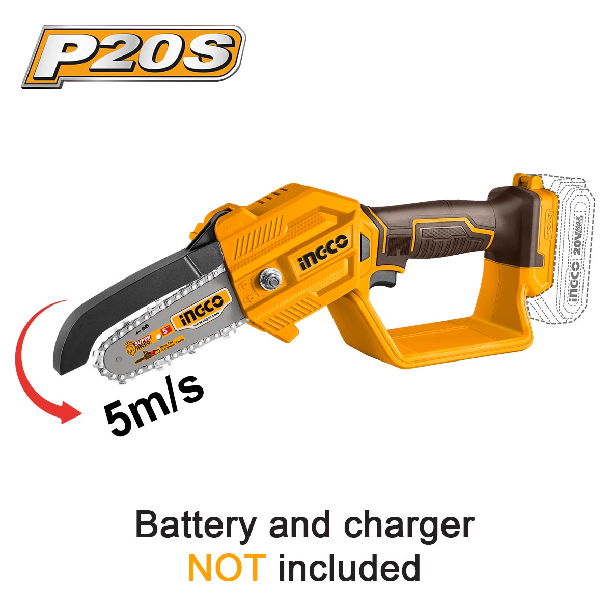 Ελαφρύ μίνι αλυσοπρίονο 20V για κλάδεμα και κοπή ξύλου