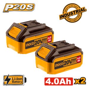 Σετ μπαταριών 20V Li-Ion 2x4.0Ah με LED ένδειξη για εργαλεία μπαταρίας