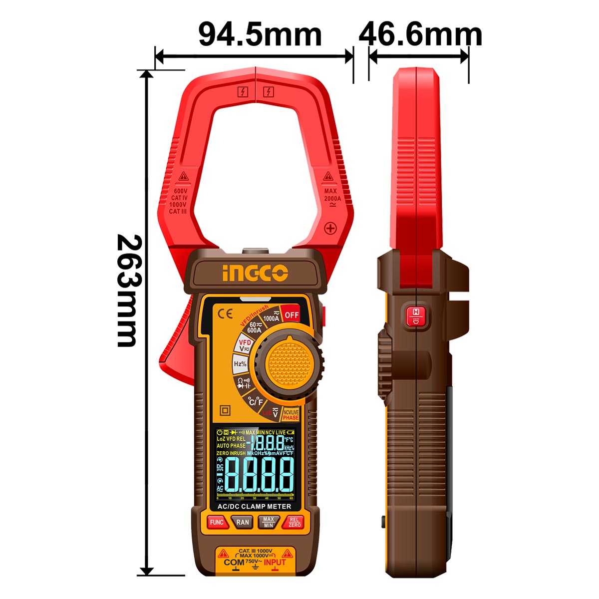Αμπεροτσιμπίδα Ψηφιακή 1000A AC/DC True RMS με NCV, LPF/VFC & Ακροδέκτες DCM610002 - Image 2