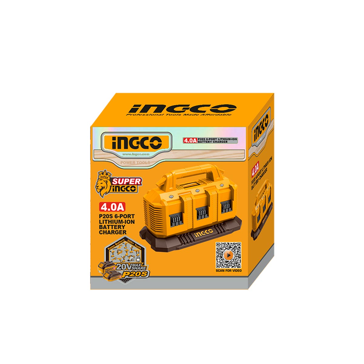 Ταχυφορτιστής μπαταριών 20V Li-Ion 6 θέσεων με διαδοχική φόρτιση