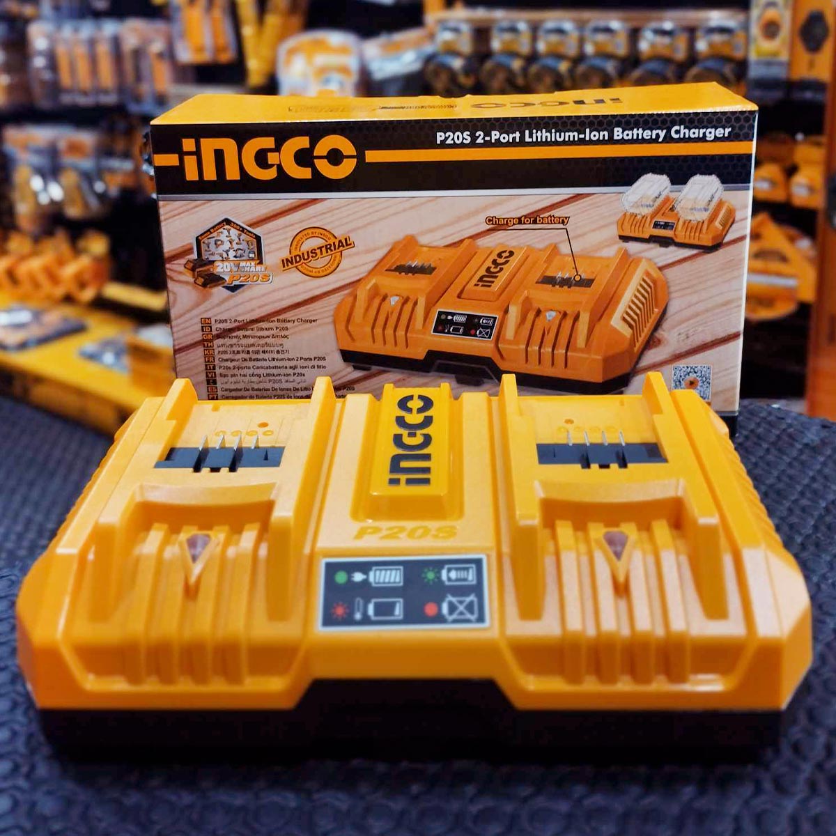 Ταχυφορτιστής Μπαταριών 20V Διπλός 2 Θέσεων 4A+4A Li-Ion FCLI2082 - Image 3