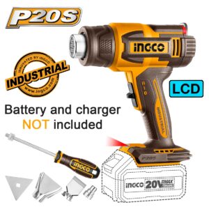 Πιστόλι θερμού αέρα μπαταρίας 20V Li-Ion SOLO με LCD οθόνη και ακροφύσια