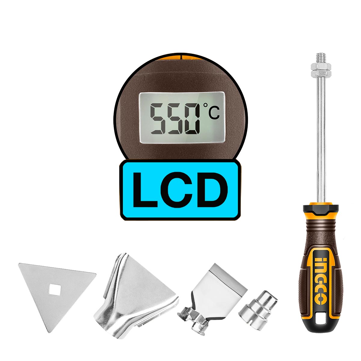 Πιστόλι Θερμού Αέρα Μπαταρίας 20V Li-Ion με LCD Οθόνη (Σετ) HGLI20035 - Image 2