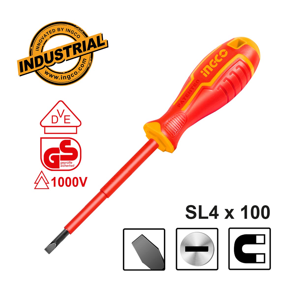 Κατσαβίδι ηλεκτρολόγου VDE ίσιο SL4x100mm με μονωμένη λαβή