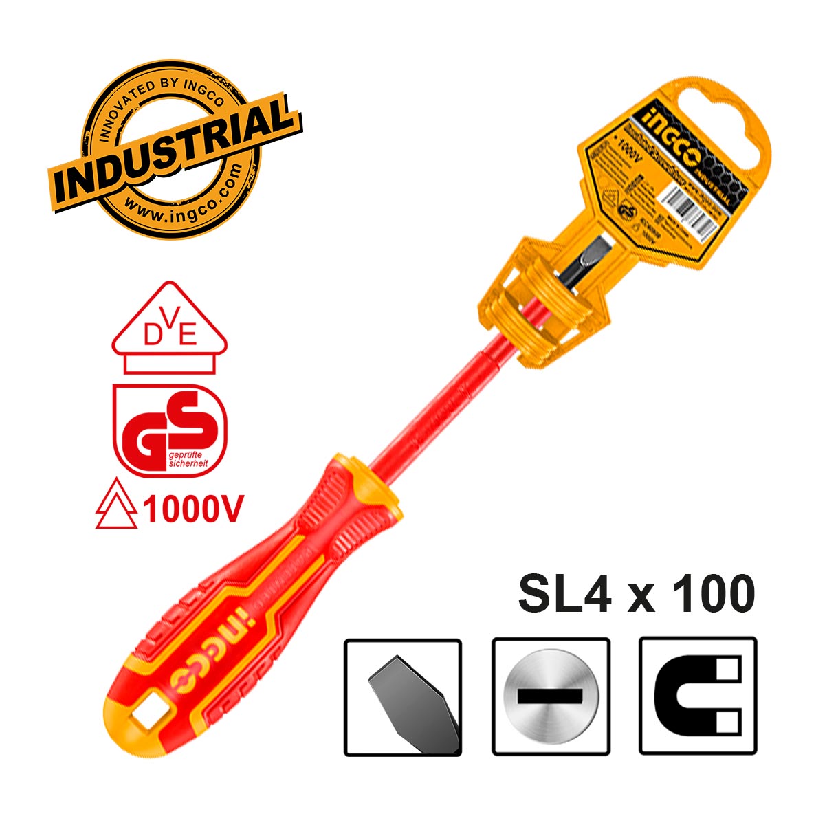 Κατσαβίδι ηλεκτρολόγου VDE ίσιο SL4x100mm με μονωμένη λαβή