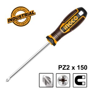 Κατσαβίδι σταυρού PZ2x150mm με μαγνητική μύτη, λάμα 150mm και εργονομική λαβή για επαγγελματική χρήση.