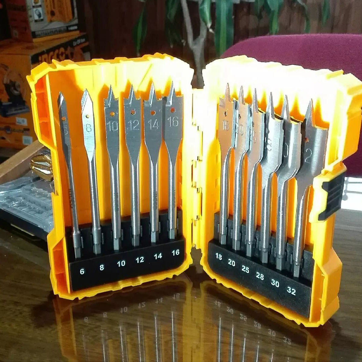 Τρυπάνια Φτερού Ξύλου 6-32mm 1/4" Hex Σετ 12 Τεμ. AKDL1201 - Image 3