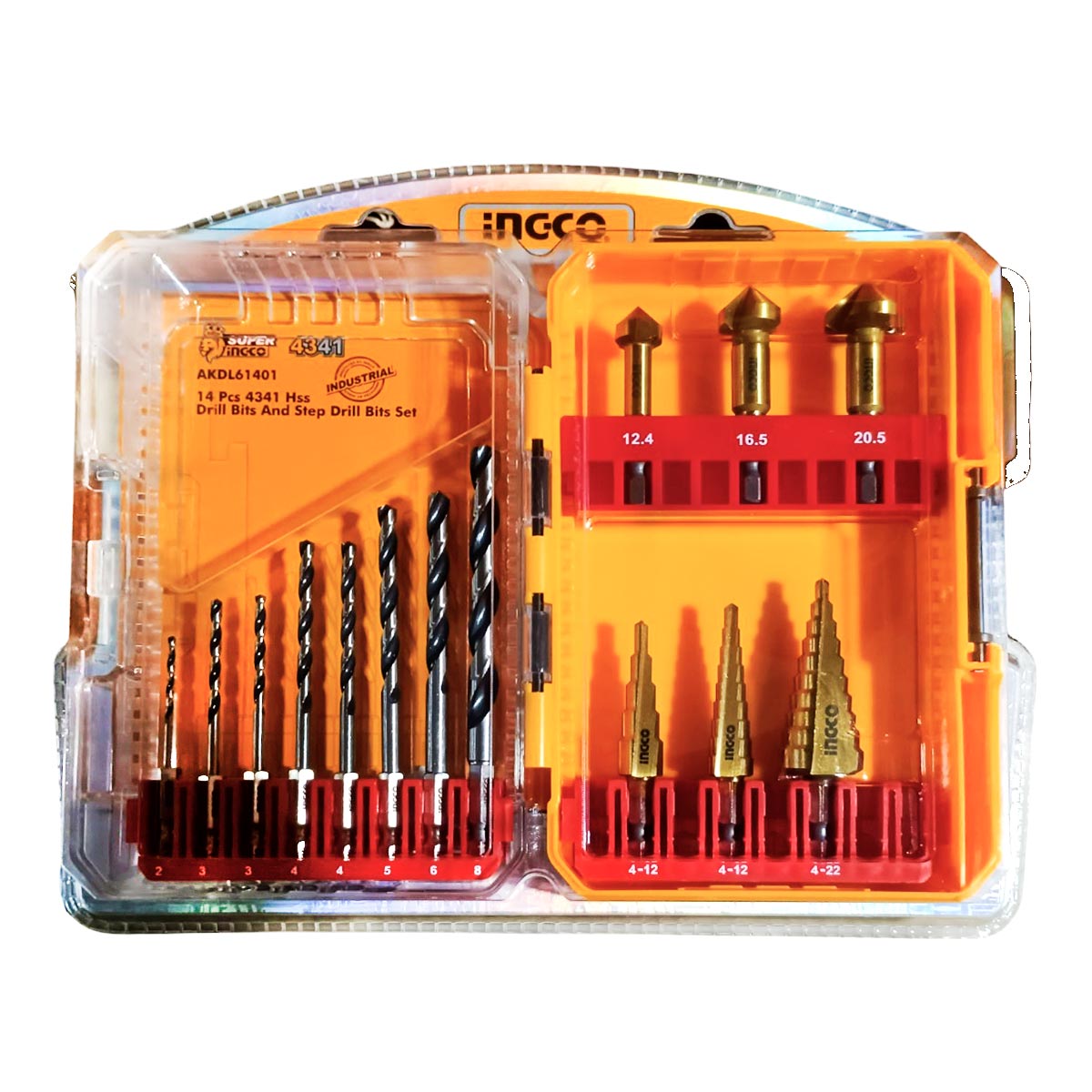 Τρυπάνια Κώνικα & Φρέζες Μετάλλου 1/4" HEX Σετ 14 Τεμ. HSS 4341 AKDL61401 - Image 3