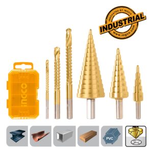 Σετ τρυπάνια κώνικα 4-32mm και φρεζοτρύπανα HSS 4341 σε πλαστική θήκη