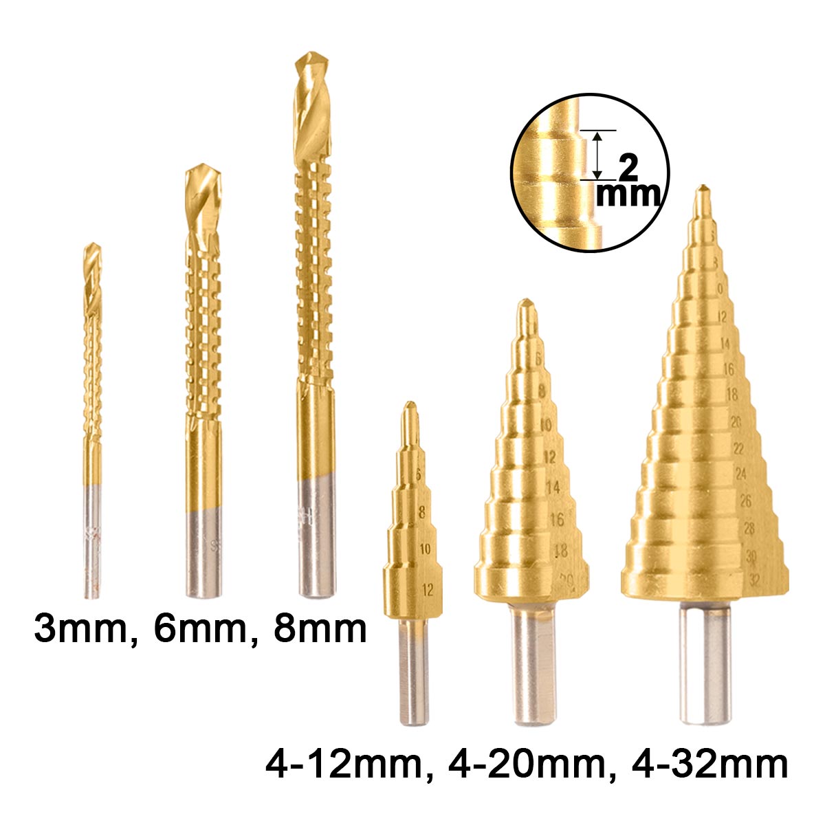 Τρυπάνια Κώνικα & Φρεζοτρύπανα Σετ 6 Τεμ. HSS 4341 AKSDS2061 - Image 2