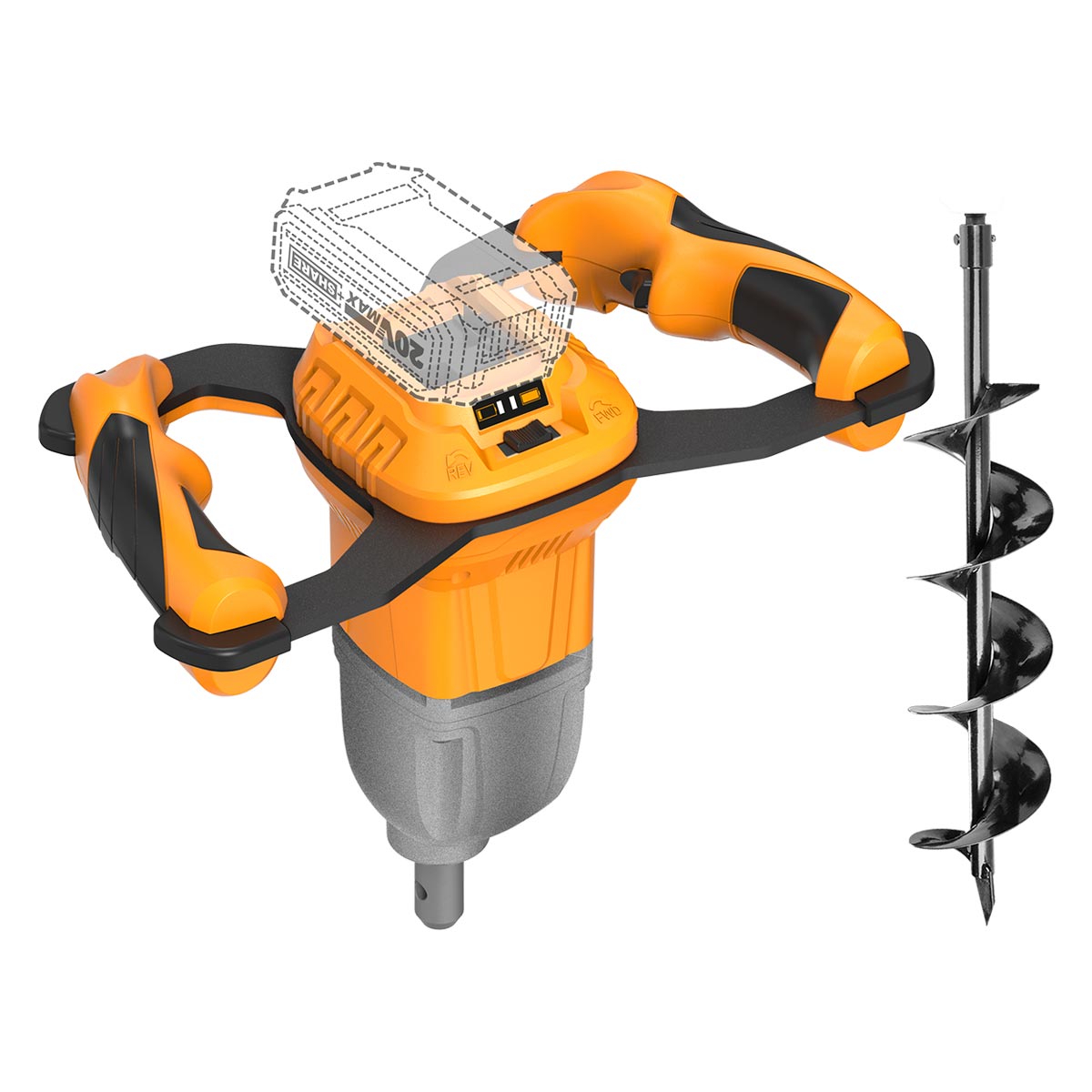 Γεωτρύπανο Μπαταρίας 20V Li-Ion με Αρίδα Φ15cm 80cm Brushless CEALI208011 - Image 2