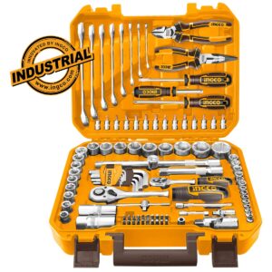 Σετ εργαλείων χειρός και καρυδάκια 1/4 και 1/2 100 τεμαχίων σε πλαστική βαλίτσα Cr-V