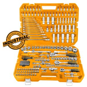 Σετ εργαλείων χειρός και καρυδάκια 1/4 3/8 1/2 216 τεμαχίων σε πλαστική βαλίτσα Cr-V