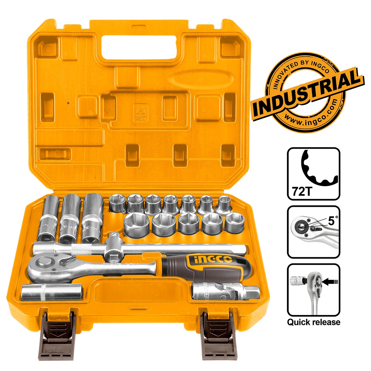 Κασετίνα καρυδάκια 1/2 20 τεμαχίων με καστάνια 72T και μπουζόκλειδα Cr-V