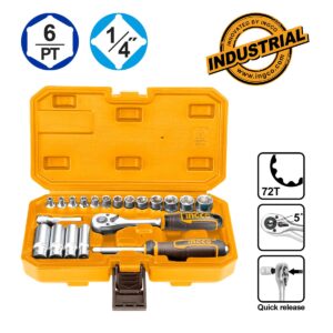 Κασετίνα καρυδάκια 1/4 20 τεμαχίων με καστάνια 45T Cr-V σε πλαστική θήκη