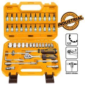 Σετ καρυδάκια 1/4 46 τεμαχίων με καστάνια και μύτες σε πλαστική βαλίτσα