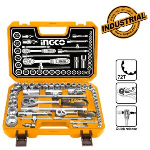 Σετ καρυδάκια 1/2 και 1/4 44 τεμαχίων με καστάνιες 45T σε πλαστική βαλίτσα