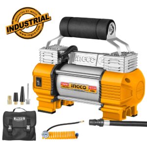 Δικύλινδρος αεροσυμπιεστής αυτοκινήτου 12V με μανόμετρο και τσάντα μεταφοράς