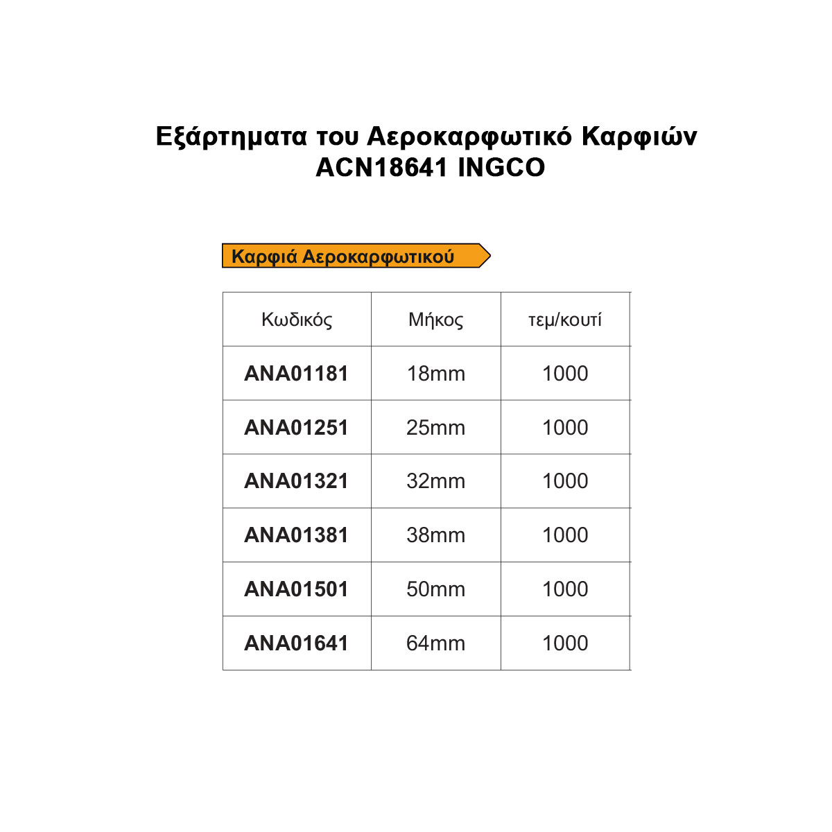 Αεροκαρφωτικό καρφιών 4-8bar για καρφιά 18-64mm Φ2.2mm