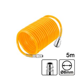 Λάστιχο αέρος σπιράλ 5 μέτρων PU με ταχυσυνδέσμους για κομπρεσσέρ