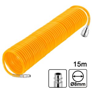 Λάστιχο αέρος σπιράλ 15 μέτρων PU με ταχυσυνδέσμους για κομπρεσσέρ